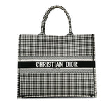 Dior Large Canvas Houndstooth Embroidered Book Tote