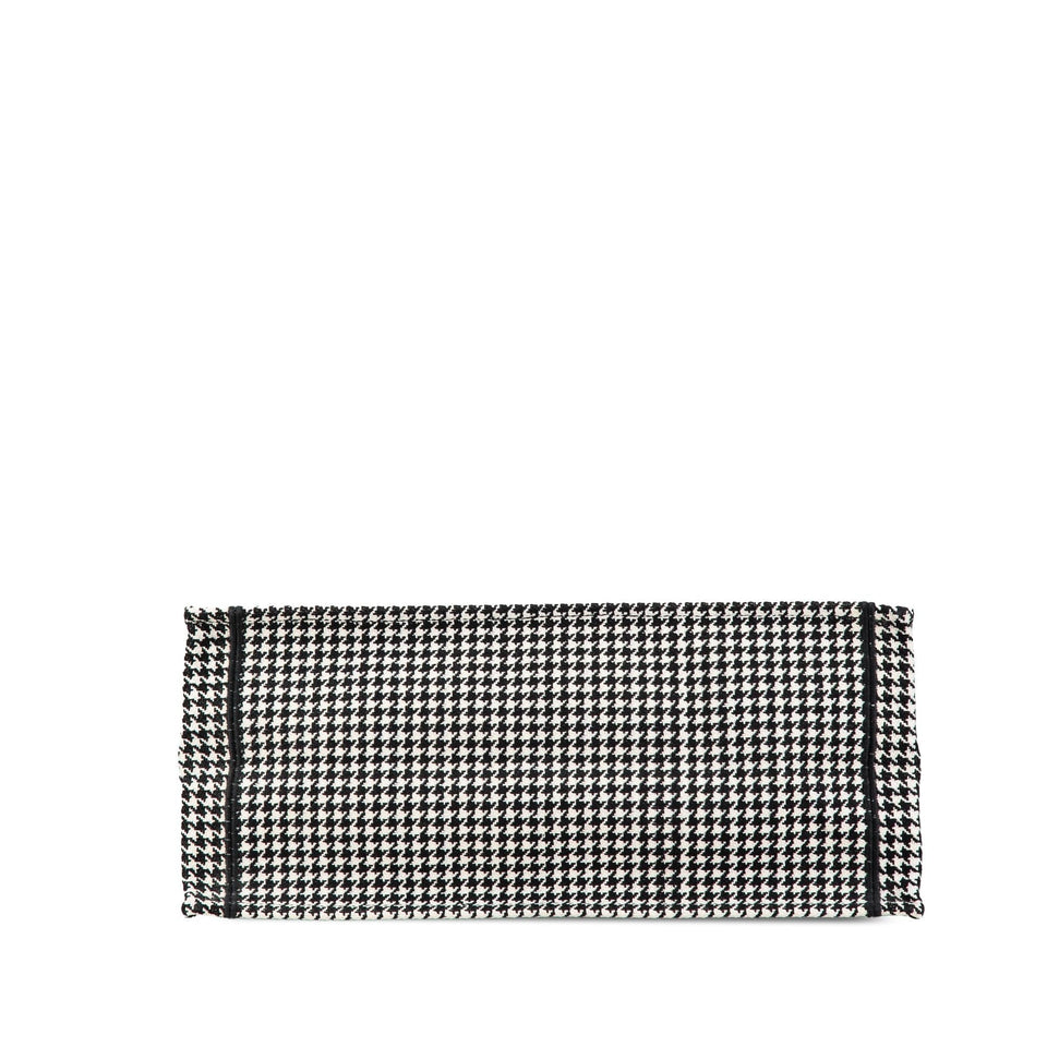 Dior Large Canvas Houndstooth Embroidered Book Tote