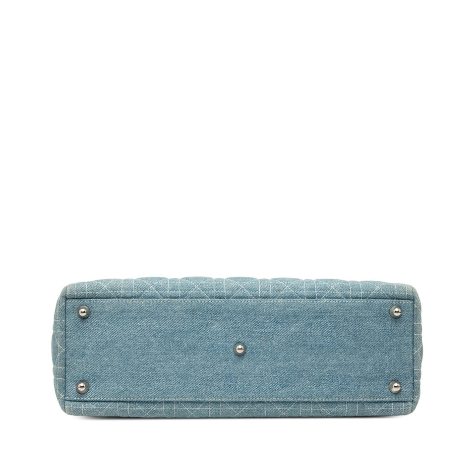 Dior Large Denim Cannage Acrylic Handles Lady Dior