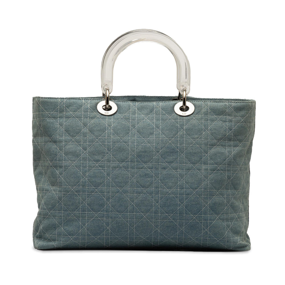 Dior Large Denim Cannage Lady Dior (SHG-9o3eR7)