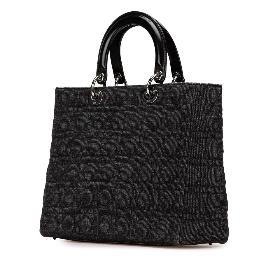Dior Large Denim Cannage Lady Dior