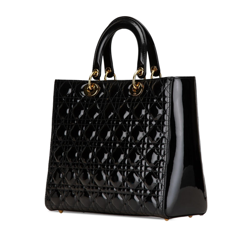 Dior Large Patent Cannage Lady Dior (SHG-x8FAaX)