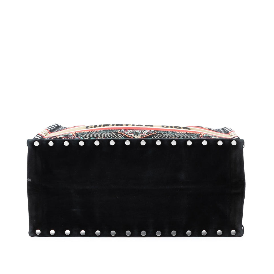 Dior Large Studded Embroidered Velvet Heart Lights Book Tote