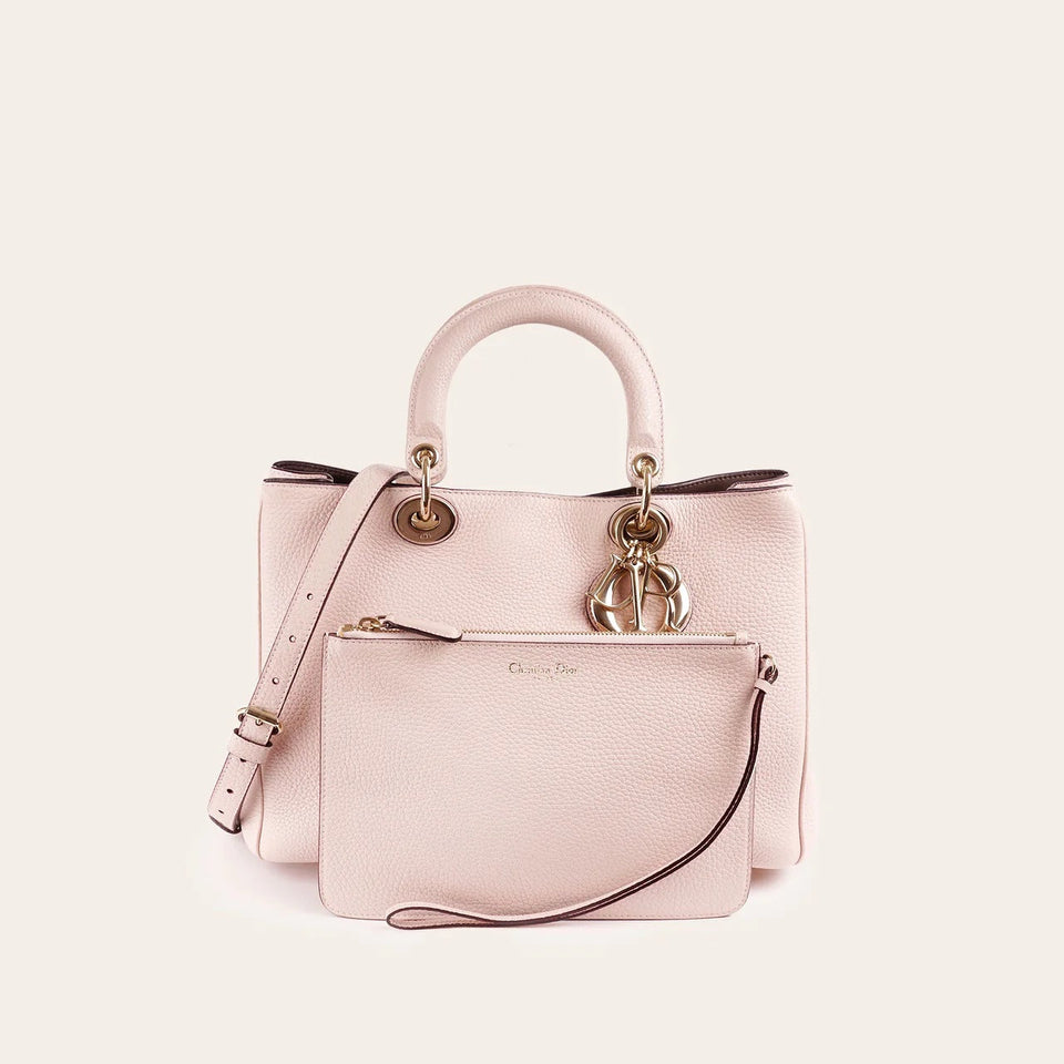 Dior GRAINED LEATHER MEDIUM DiorISSIMO TOTE BAG IN BLUSH PINK