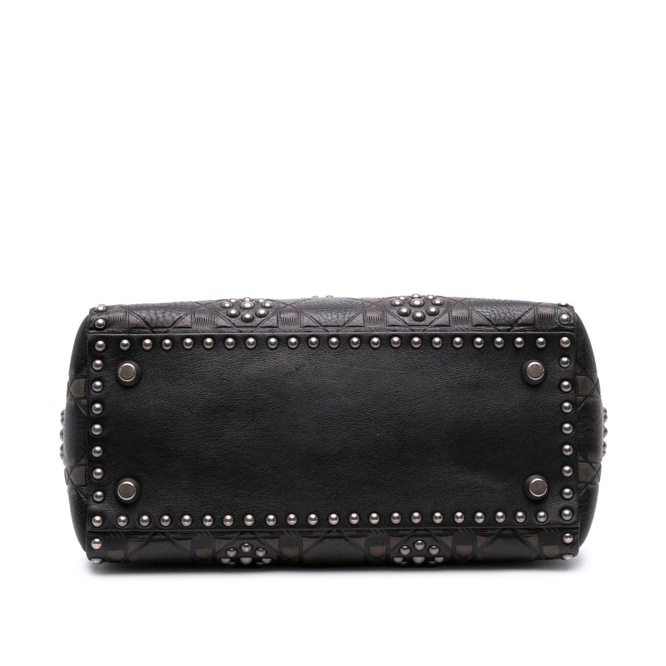 Dior Medium Calfskin Cannage Embossed Flower Studded Supple Lady Dior