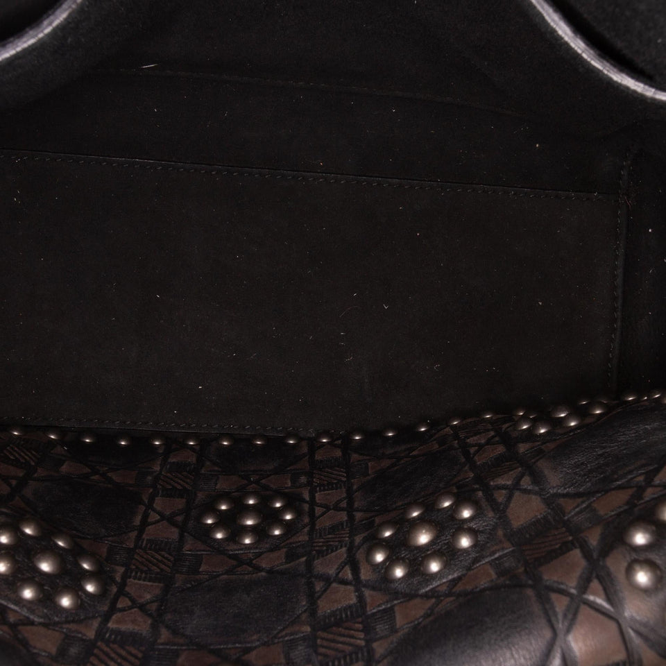 Dior Medium Calfskin Cannage Embossed Flower Studded Supple Lady Dior
