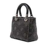 Dior Medium Calfskin Cannage Embossed Flower Studded Supple Lady Dior