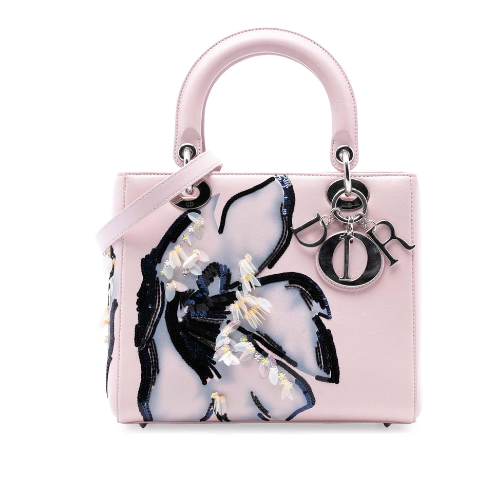 Dior Medium Calfskin Sequin Embellished Lady Dior