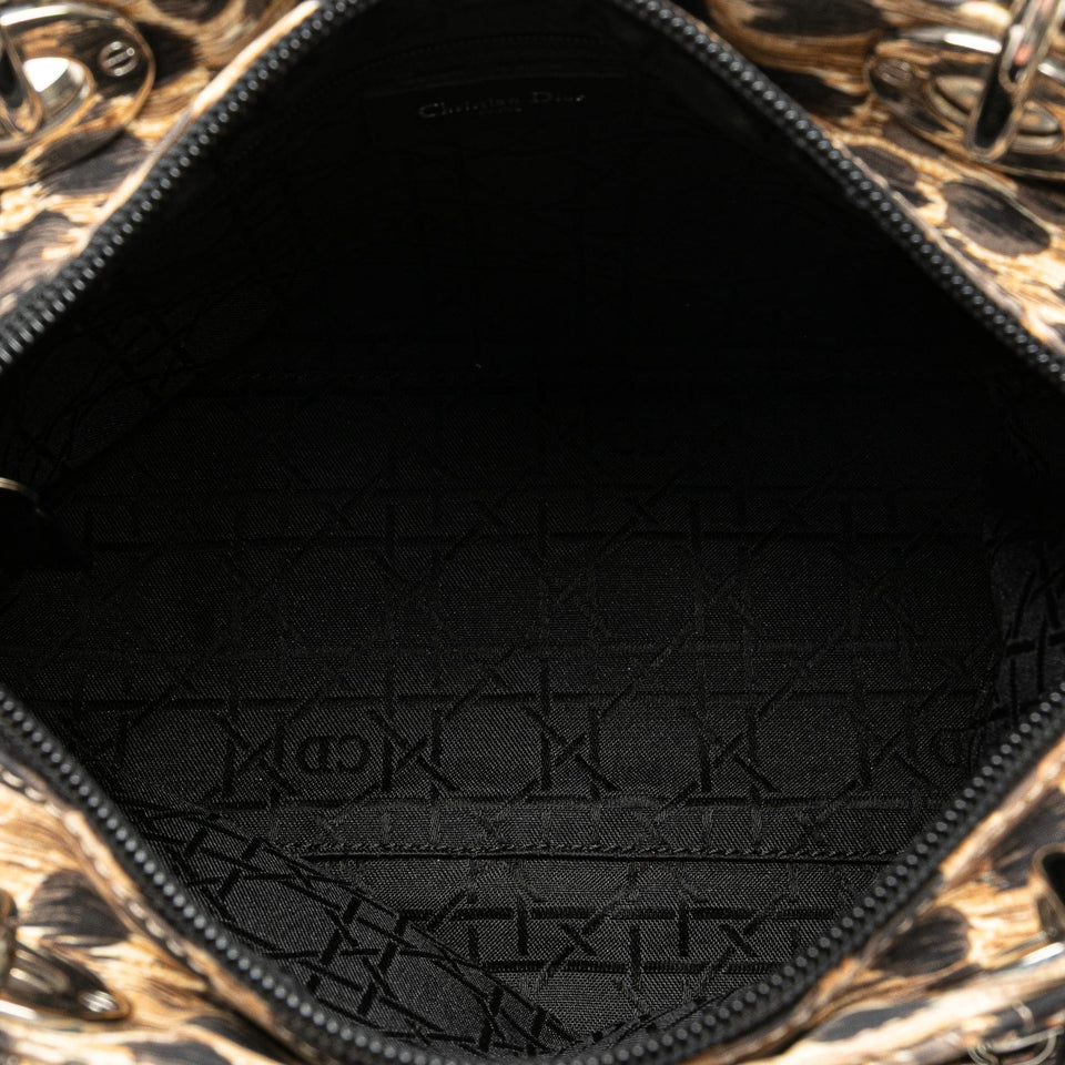 Dior Medium Canvas Cannage Leopard Print Lady Dior