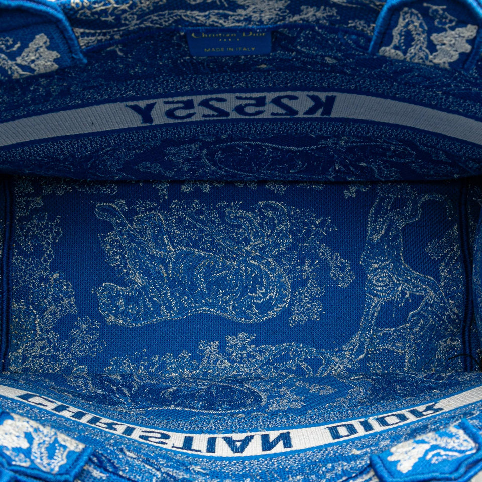 Dior Medium Canvas Embroidered Dioriviera Toile De Jouy Book Tote