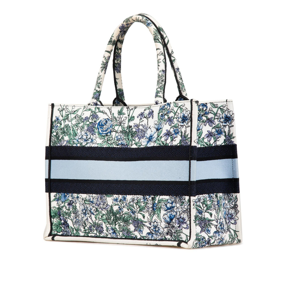Dior Medium Canvas Embroidered Flowers Book Tote