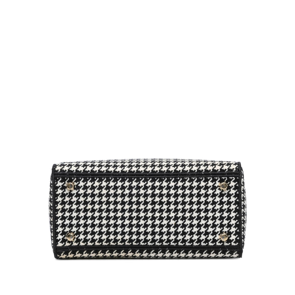 Dior Medium Canvas Houndstooth Embroidered Lady D Lite