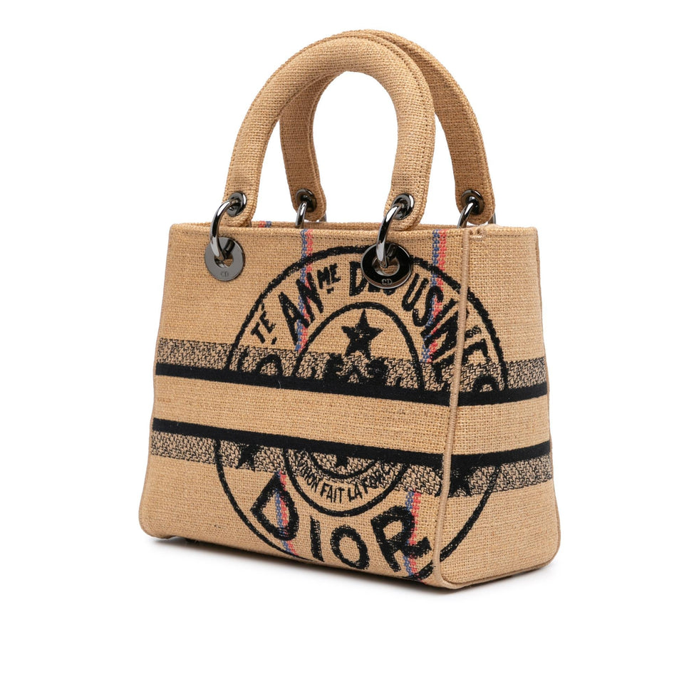 Dior Medium Canvas Jute Embroidered Lady D Lite