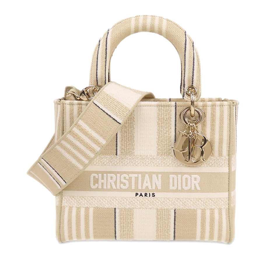 Dior Medium Canvas Striped Lady D-Lite (SHG-u2rP87)