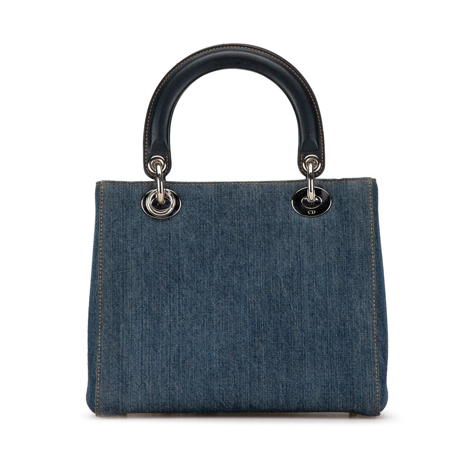 Dior Medium Denim Floral Embellished Lady Dior (SHG-9x1Q2j)