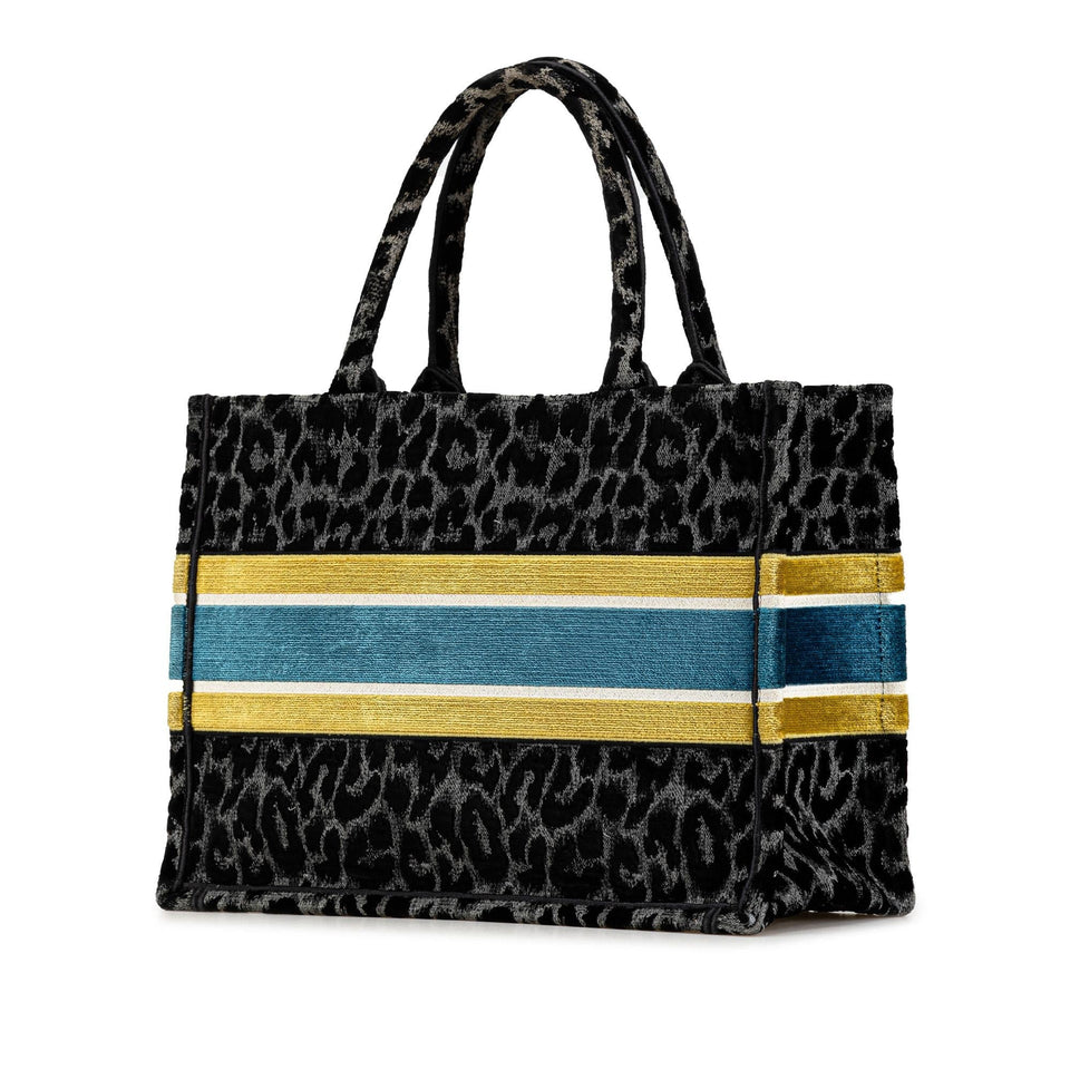 Dior Medium Embroidered Canvas Leopard Mizza Book Tote