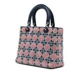 Dior Medium Lambskin And Tweed Cannage Lady Dior