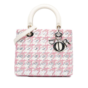 Dior Medium Lambskin And Tweed Lady Dior