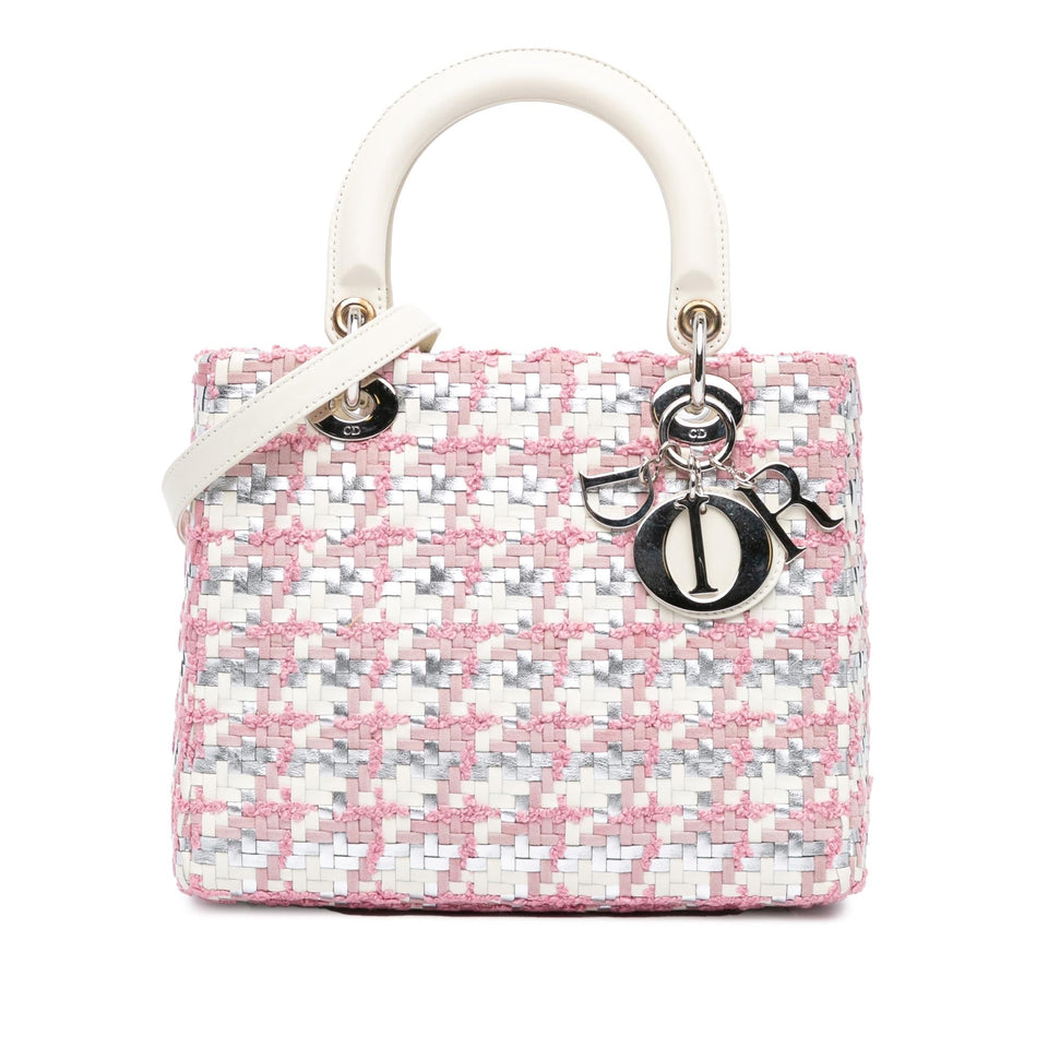 Dior Medium Lambskin And Tweed Lady Dior