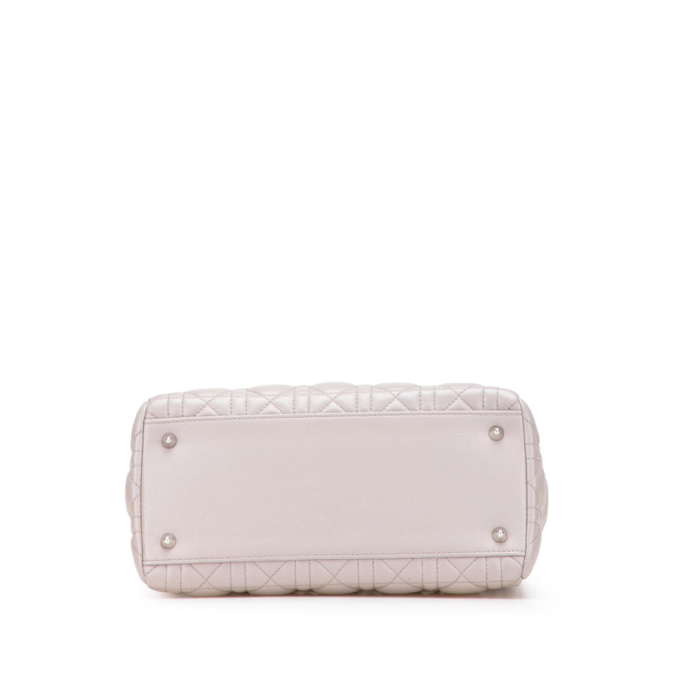 Dior Medium Lambskin Cannage Ruffle Trim Lady Dior