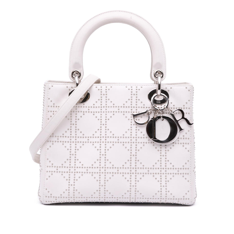 Dior Medium Lambskin Cannage Studded Lady Dior