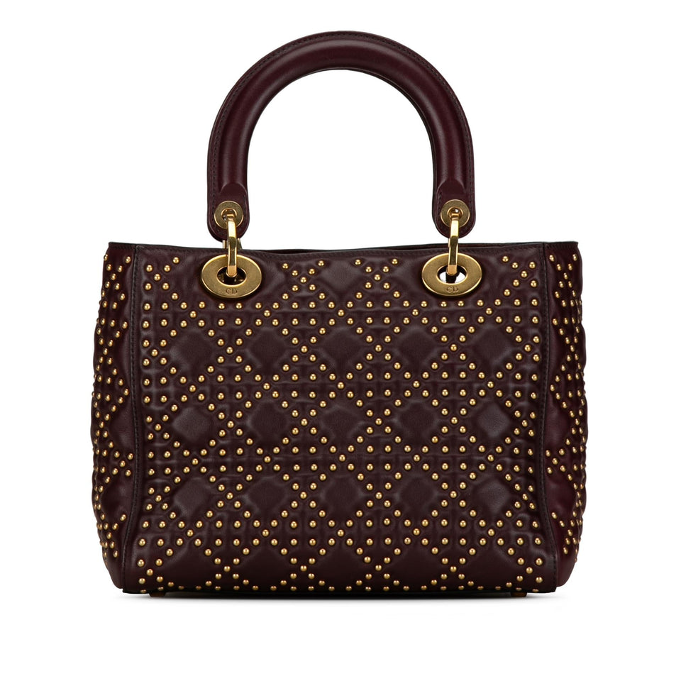 Dior Medium Lambskin Cannage Studded Supple Lady Dior (SHG-DSgsrk)