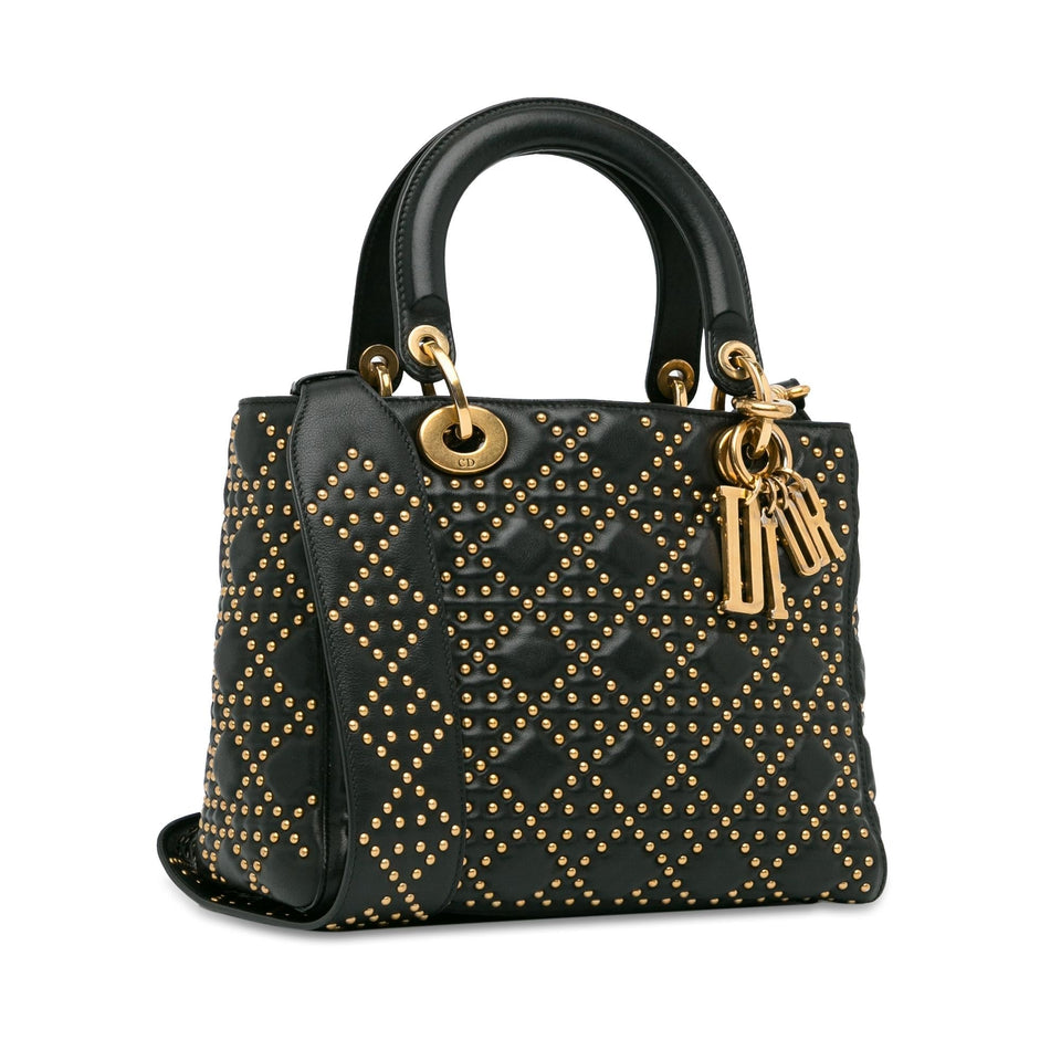 Dior Medium Lambskin Cannage Studded Supple Lady Dior (SHG-7OhNYd)