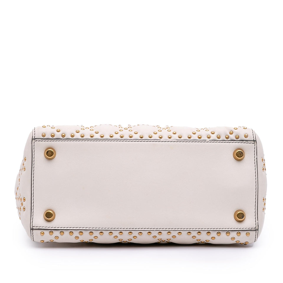 Dior Medium Lambskin Cannage Studded Supple Lady Dior