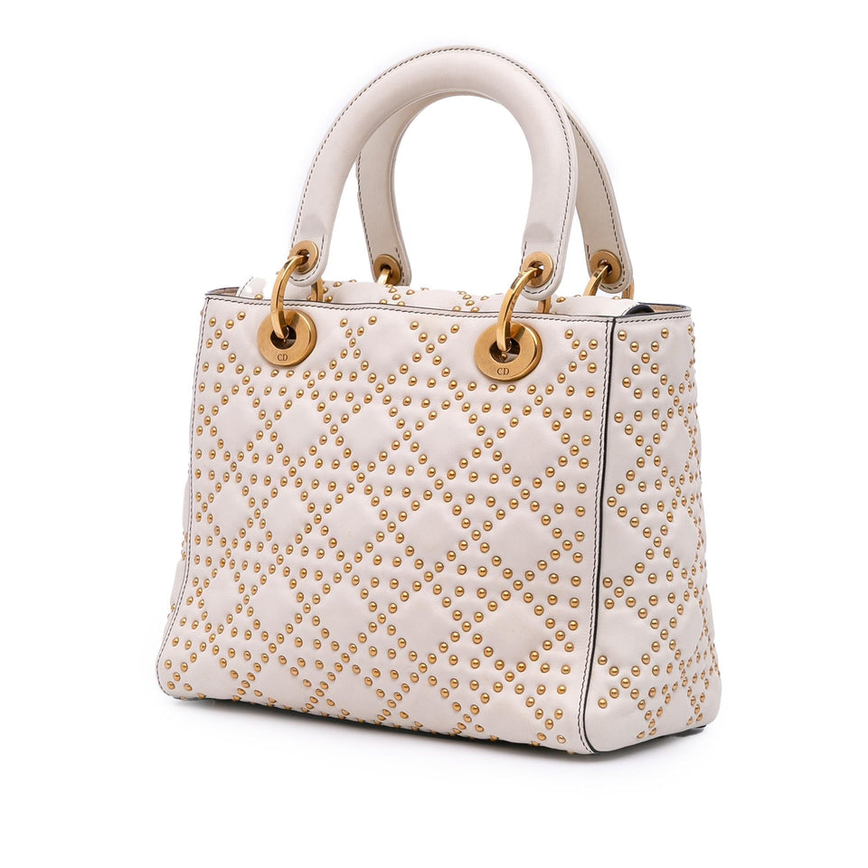 Dior Medium Lambskin Cannage Studded Supple Lady Dior