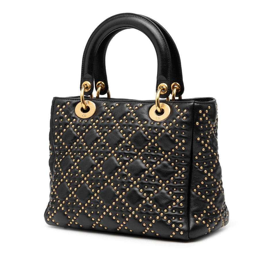 Dior Medium Lambskin Cannage Studded Supple Lady Dior