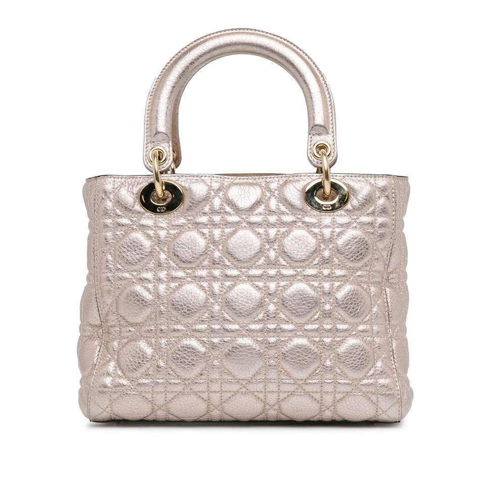 Dior Medium Metallic Calfskin Cannage Supple Lady Dior (SHG-fO005e)