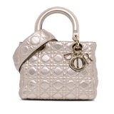 Dior Medium Metallic Calfskin Cannage Supple Lady Dior (SHG-fO005e)