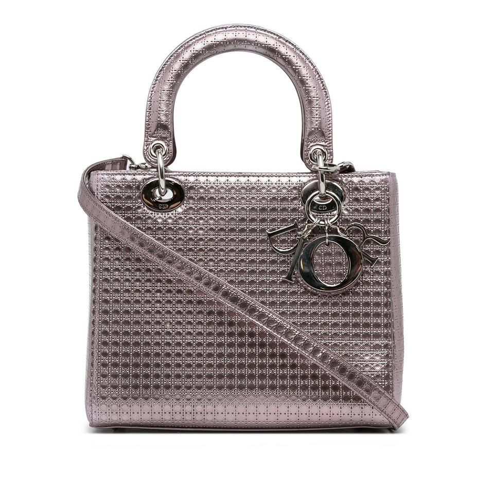 Dior Medium Metallic Microcannage Lady Dior (SHG-rFTqIT)