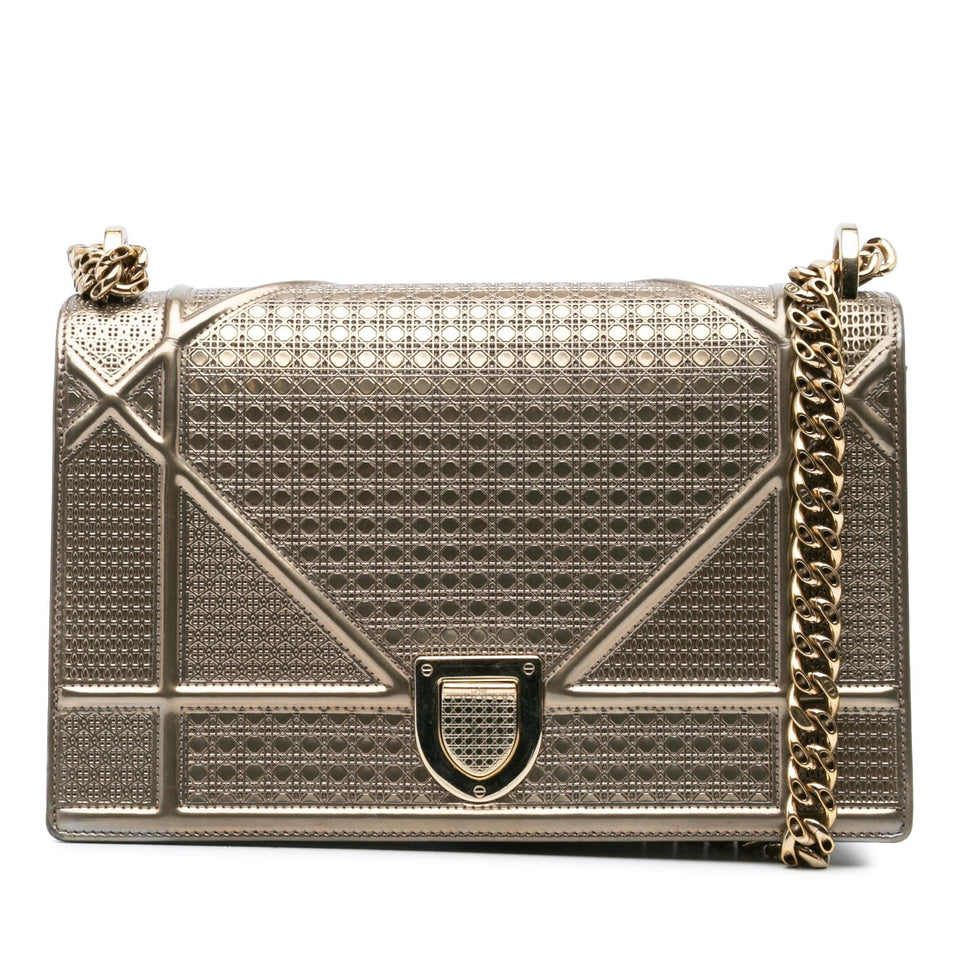 Dior Medium Metallic Patent Microcannage Diorama Flap