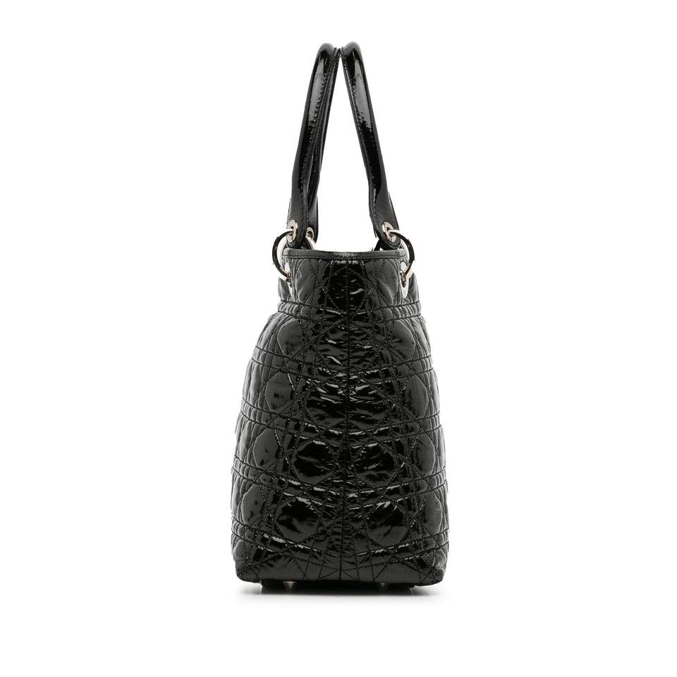 Dior Medium Patent Cannage Lady Dior Soft Shopping Tote (SHG-l67PuF)