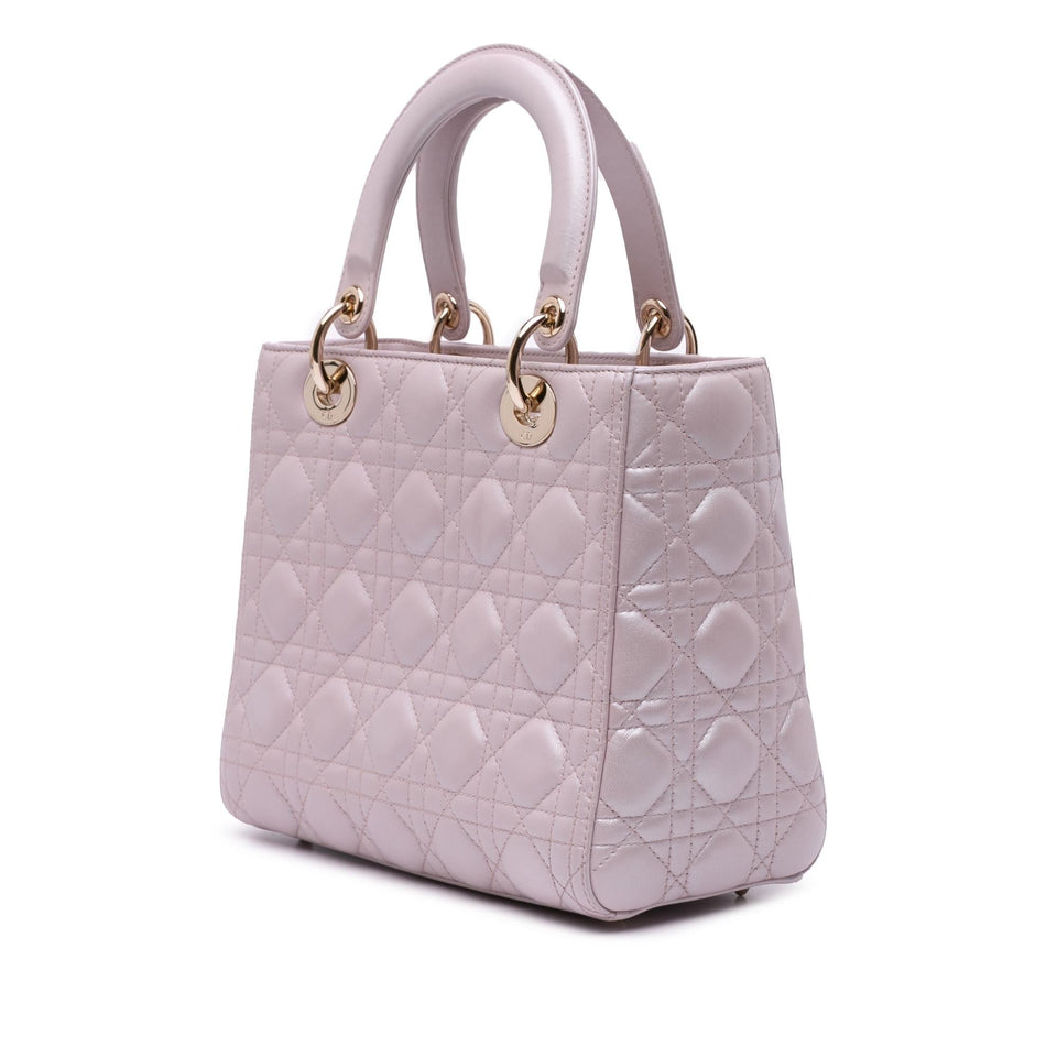 Dior Medium Pearlescent Lambskin Cannage Lady Dior