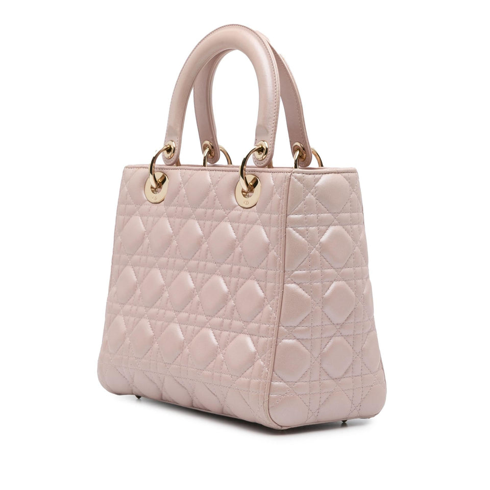 Dior Medium Pearlescent Lambskin Cannage Lady Dior