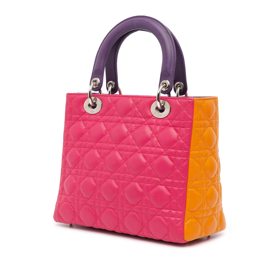 Dior Medium Tricolor Lambskin Cannage Lady Dior