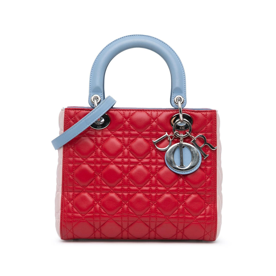 Dior Medium Tricolor Lambskin Cannage Lady Dior