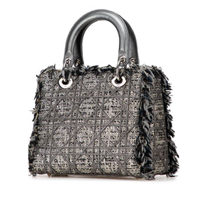 Dior Medium Tweed Cannage Fringe Lady Dior