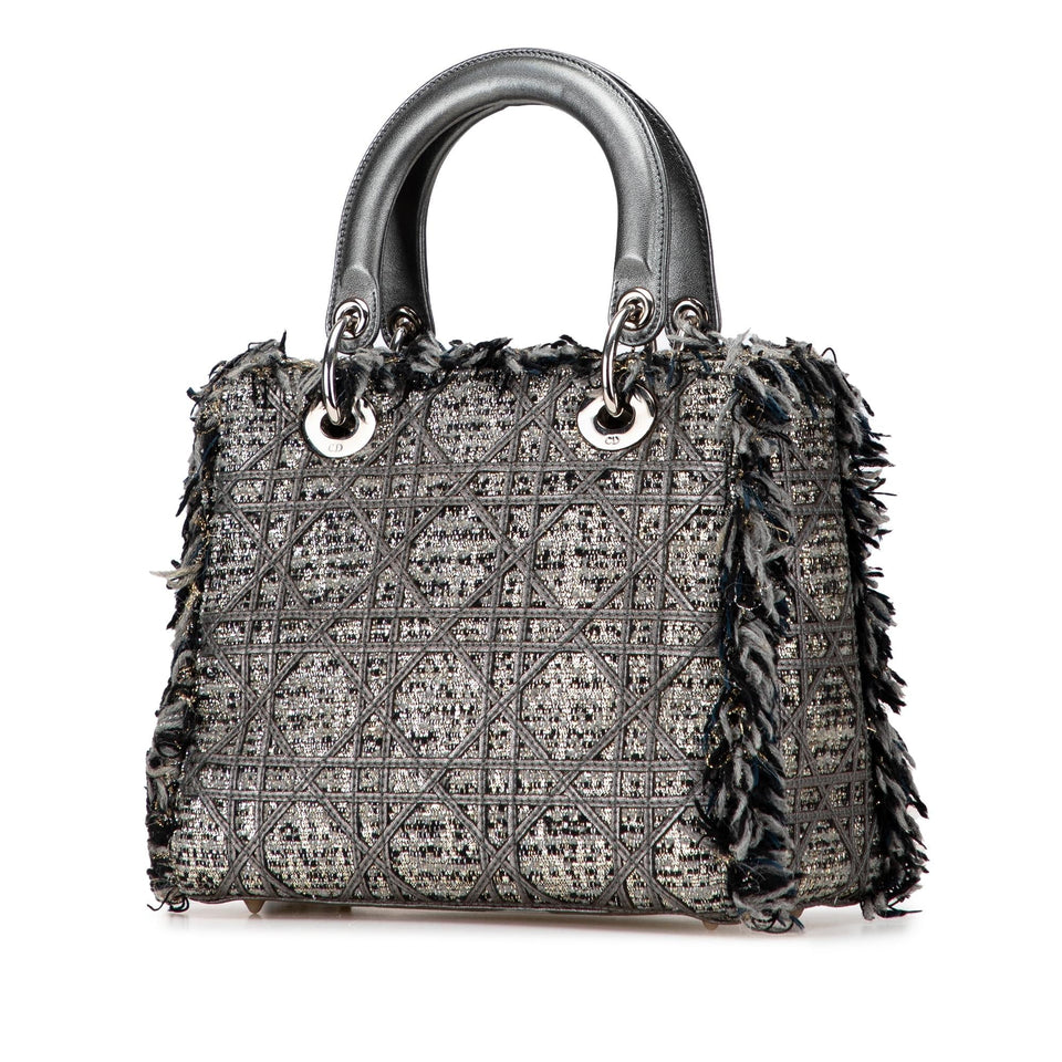 Dior Medium Tweed Cannage Fringe Lady Dior