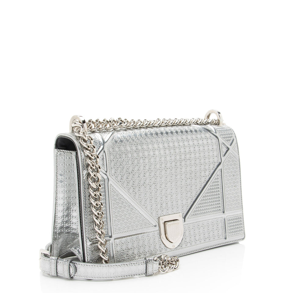 Dior Metallic Calfskin Micro Cannage Diorama Medium Shoulder Bag