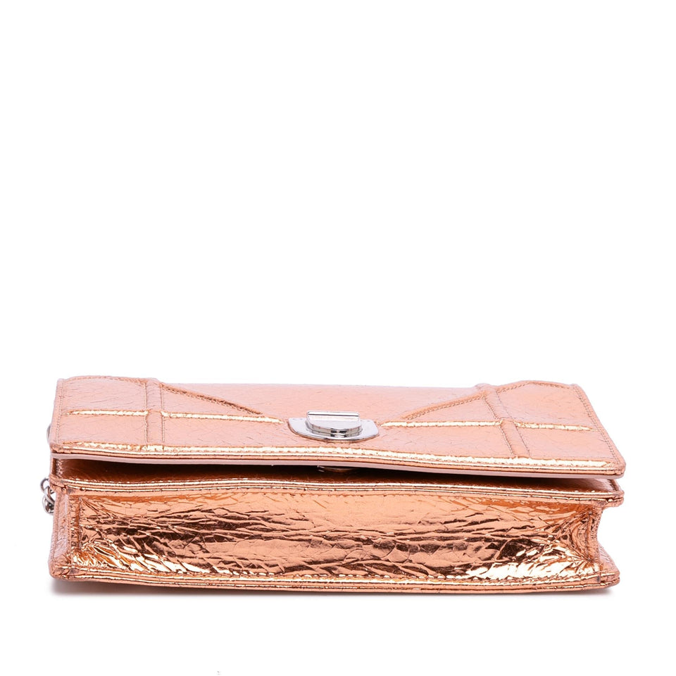 Dior Metallic Ceramic Effect Deerskin Diorama Wallet on Chain