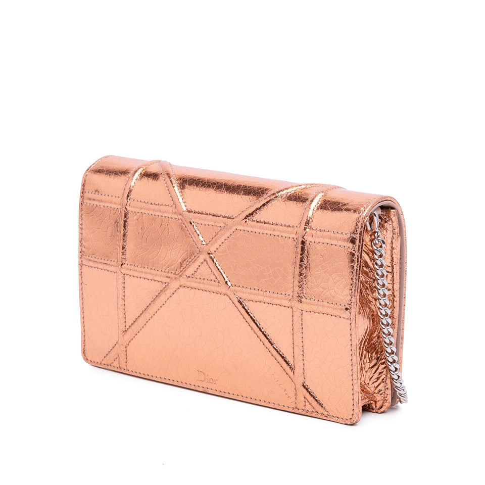 Dior Metallic Ceramic Effect Deerskin Diorama Wallet on Chain