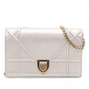 Dior Metallic Grained Calfskin Diorama Wallet On Chain