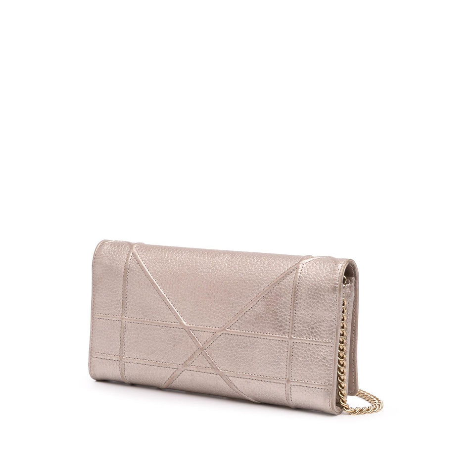 Dior Metallic Grained Calfskin Diorama Wallet on Chain