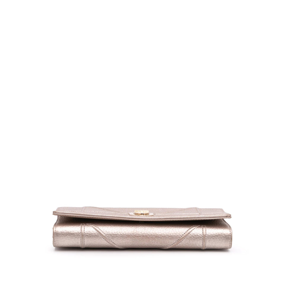 Dior Metallic Grained Calfskin Diorama Wallet on Chain