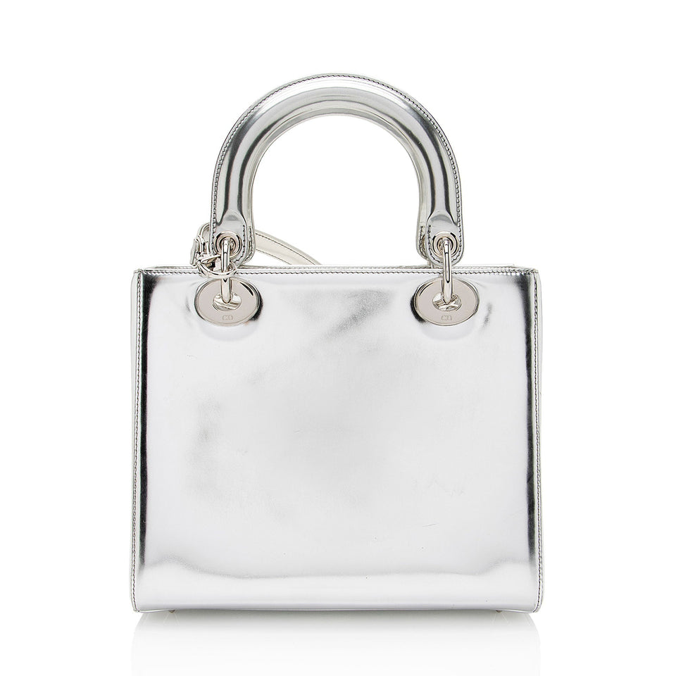 Dior Metallic Patent Leather Lady Dior Medium Tote