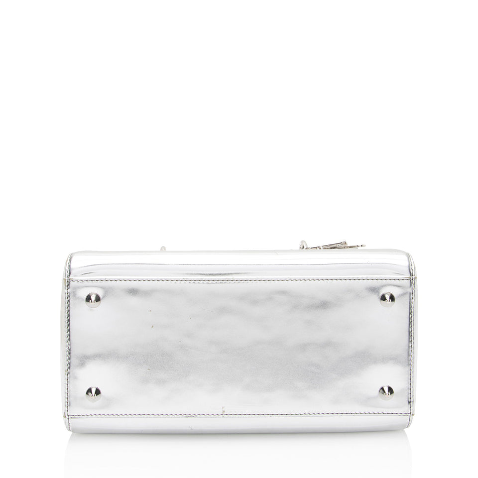 Dior Metallic Patent Leather Lady Dior Medium Tote