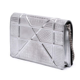 Dior Metallic Patent Microcannage Diorama Wallet on Chain
